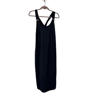 Motherhood Maternity Womens Sz Medium Gray Crossback Curved Hem Midi Dress